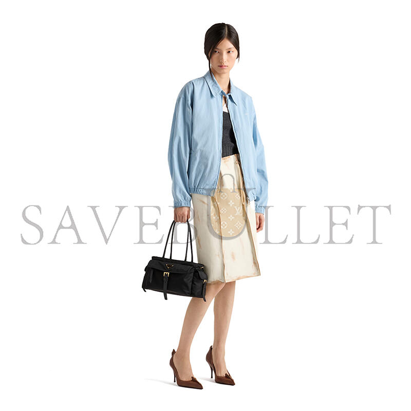 Pra*a explore medium re-nylon and leather tote bag 1bg596 (31*17*11cm)
